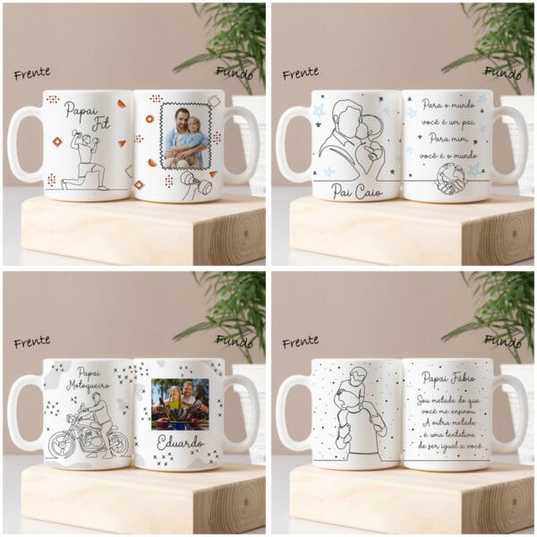Kit Digital Pai em Linhas Artes Caneca Camiseta Dia dos Pais