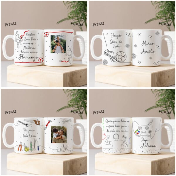 Kit Digital Pai em Linhas Artes Caneca Camiseta Dia dos Pais