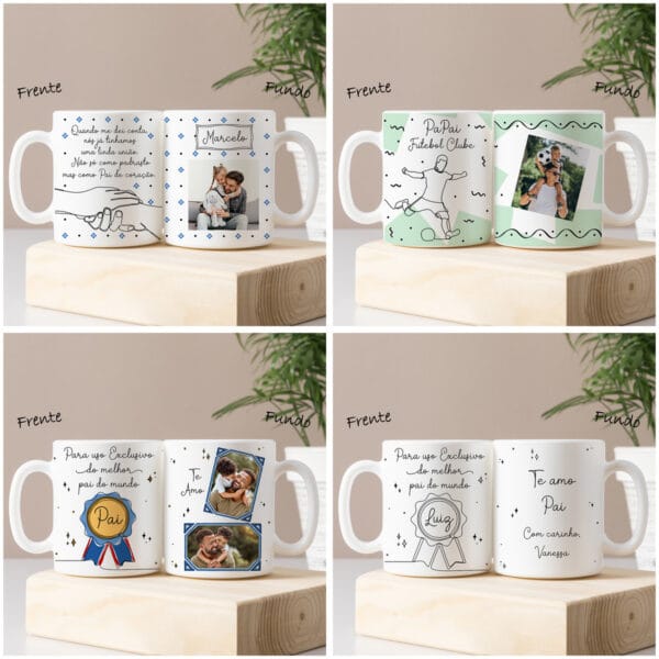 Kit Digital Pai em Linhas Artes Caneca Camiseta Dia dos Pais