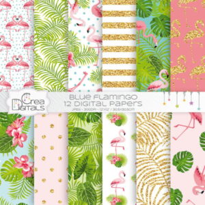 Kit Digital Papéis Flamingo Tropical