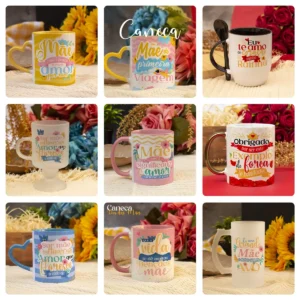 Kit Digital para Canecas Dia das Mães - 21 Designs em JPG