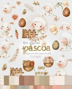 Kit Digital Páscoa Aquarela - Arte em PNG Festiva