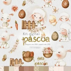 Kit Digital Páscoa Aquarela - Arte em PNG Festiva