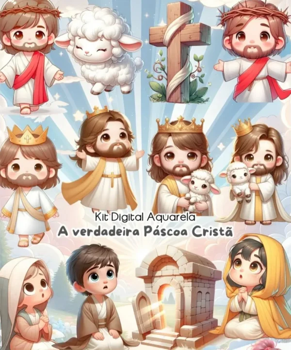 Kit Digital Páscoa Cristã em PNG para Artesanato