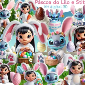 Kit Digital Pascoa Stitch Png Scrapbooking E Personalizados 2