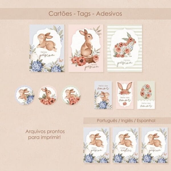 Kit Digital Pasquarela Ilustrações Páscoa Aquarelada Png