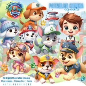 Kit Digital Patrulha Canina Png Imagens Aquareladas Cute