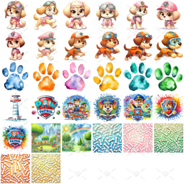 Kit Digital Patrulha Canina Png Imagens Aquareladas Cute