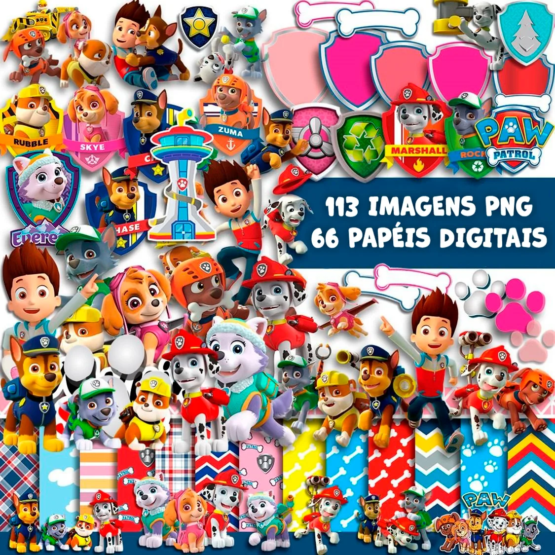 Kit Digital Patrulha Canina PNG Scrapbook Imagens Artes