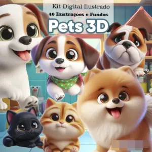 Kit Digital Pets 3D PNG para Sublimacao e Scrapbooking 22 Kit Digital Pets 3D PNG para Sublimacao e Scrapbooking