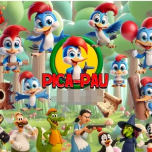 Kit Digital Pica-Pau 3D em PNG para Artesanato