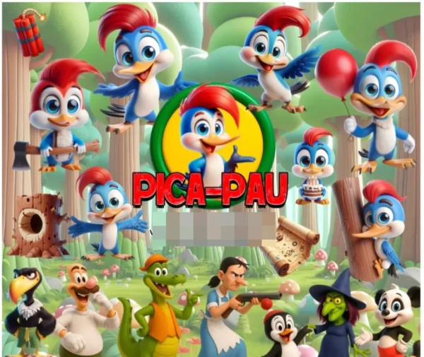 Kit Digital Pica-Pau 3D em PNG para Artesanato