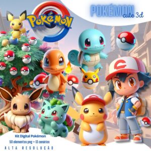 Kit Digital Pokémon Ilustrações 3D Imagens Png Transparente