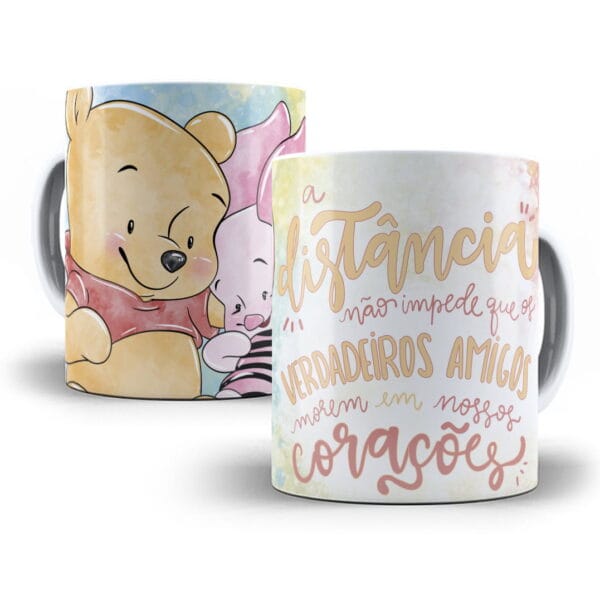 Kit Digital Pooh e Amigos Artes Caneca + Almofada Em Corel