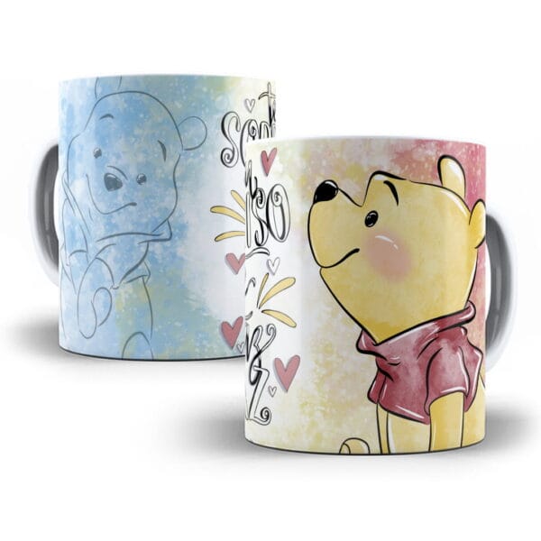 Kit Digital Pooh e Amigos Artes Caneca + Almofada Em Corel