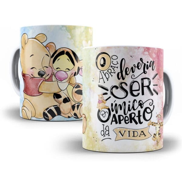 Kit Digital Pooh e Amigos Artes Caneca + Almofada Em Corel