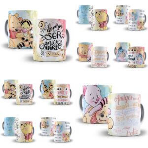 Kit Digital Pooh e Amigos Artes Caneca + Almofada Em Corel