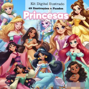 Kit Digital Princesas Disney PNG para Sublimacao e Scrapbooking