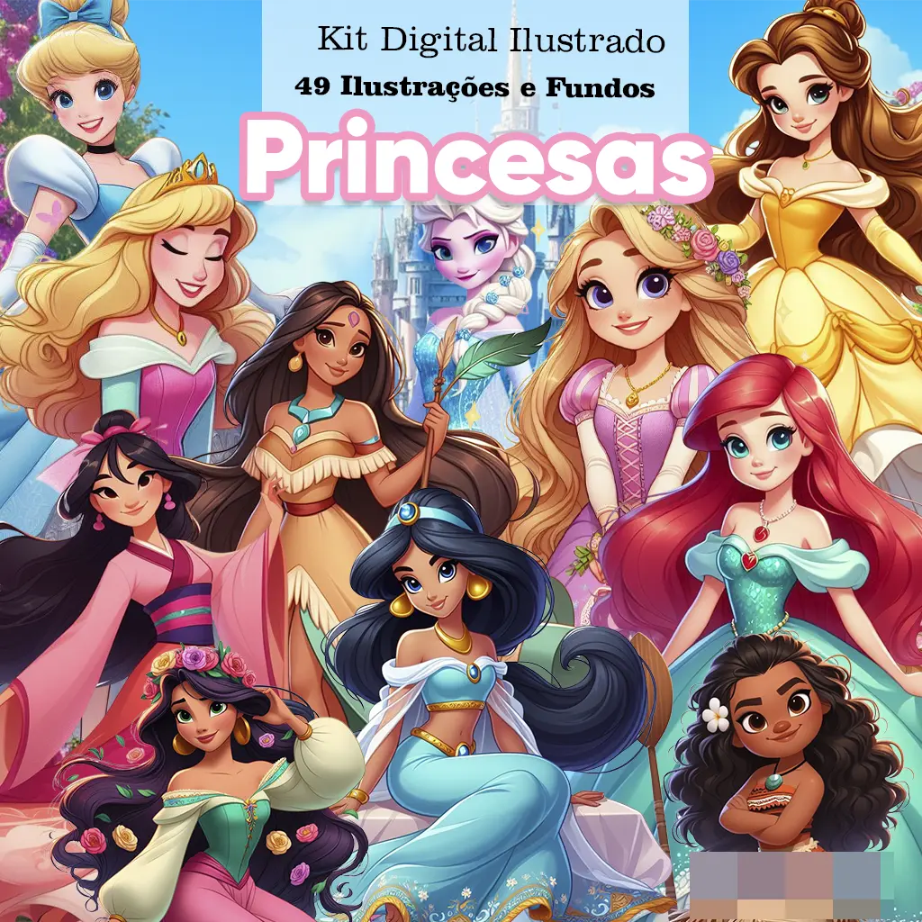 Kit Digital Princesas Disney PNG para Sublimacao e Scrapbooking 1 Kit Digital Princesas Disney PNG para Sublimacao e Scrapbooking