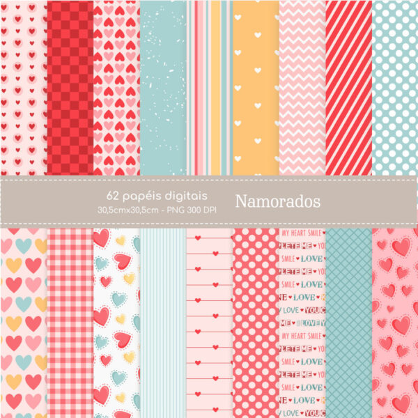 Kit Digital Printables + Ilustrações Png Dia dos Namorados