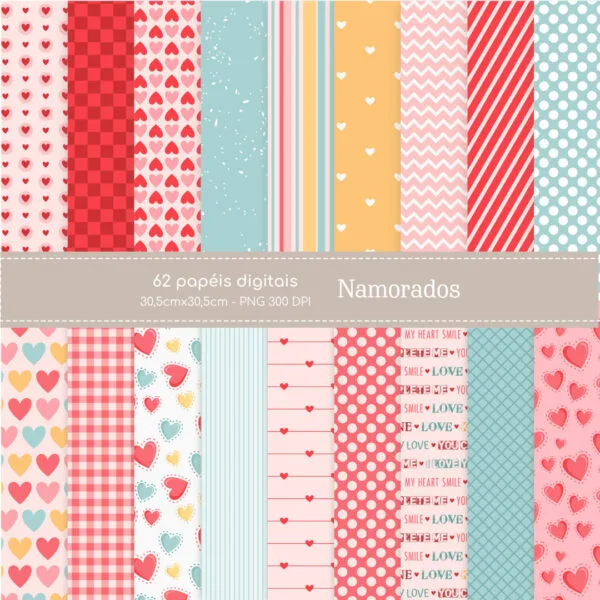 Kit Digital Printables + Ilustrações Png Dia dos Namorados