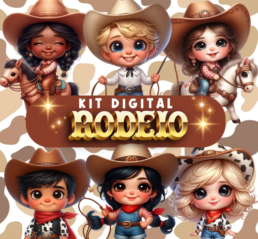 Kit Digital Rodeio Cowboy PNG Festa Vaquera Infantil 1 Kit Digital Rodeio Cowboy PNG Festa Vaquera Infantil