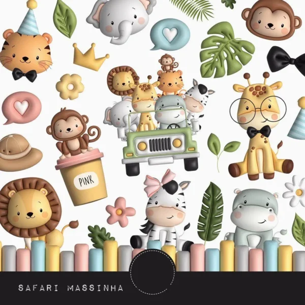Kit Digital Safari Aquarela - Arte para Sublimação