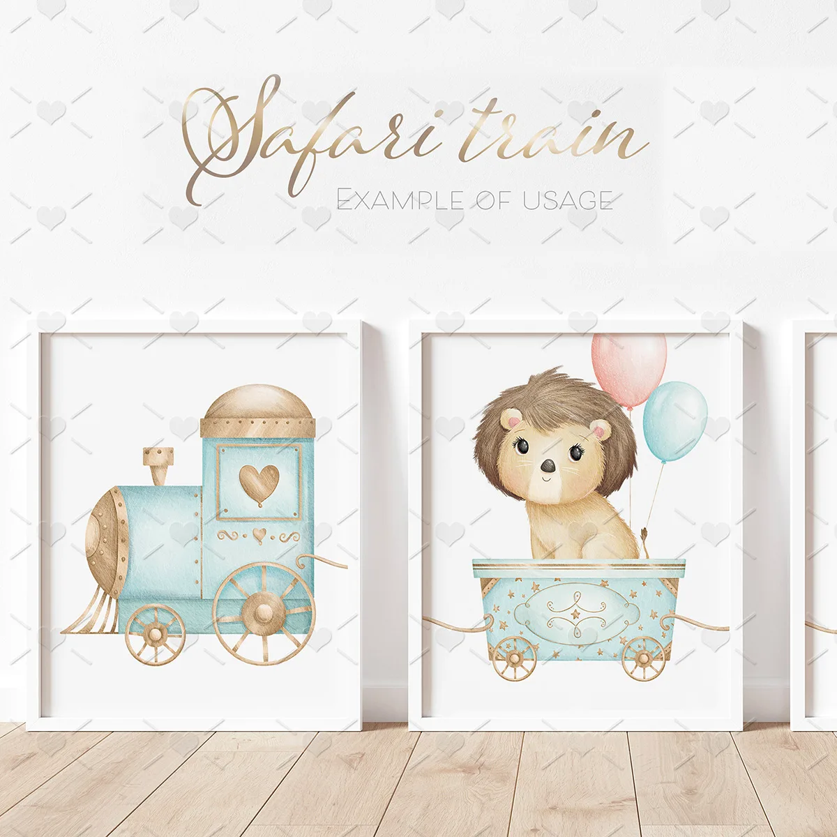 Kit Digital Safari Festa Fofa no Trem Animais da Selva Png