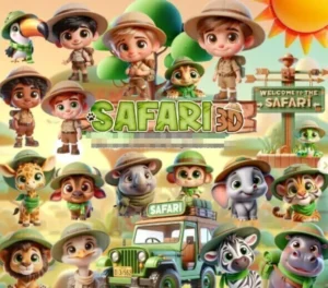 Kit Digital Safari: PNGs para Scrapbooking e Mais