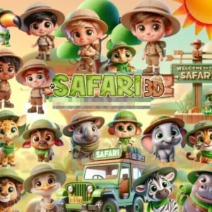 Kit Digital Safari: PNGs para Scrapbooking e Mais