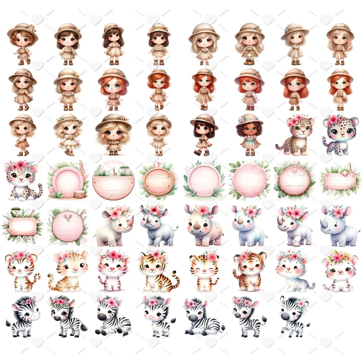 Kit Digital Safari Rosa Aquarela Baby Png Ilustrações 3D 4 Kit Digital Safari Rosa Aquarela Baby Png Ilustrações 3D