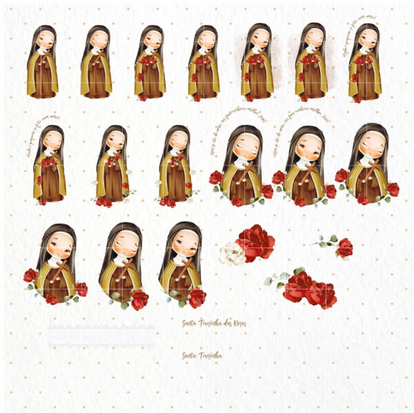 Kit Digital Santa Terezinha Aquarela Papelaria Personalizada