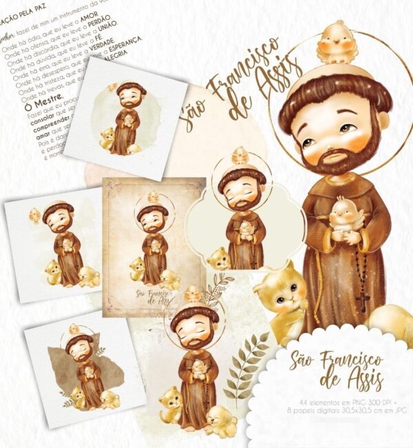 Kit Digital Santinhos Aquarelados Em Png Para Personalizados