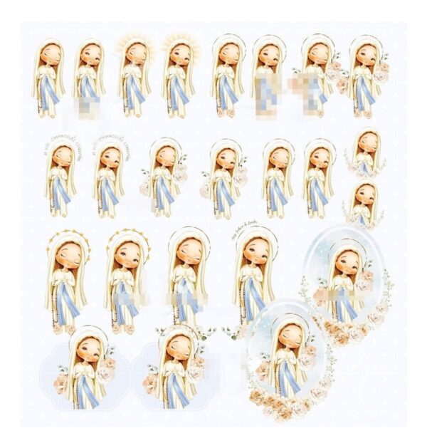 Kit Digital Santinhos Aquarelados Em Png Para Personalizados