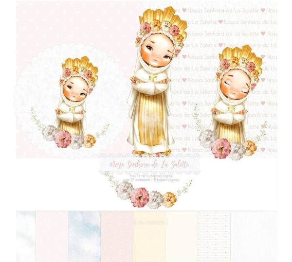 Kit Digital Santinhos Aquarelados Em Png Para Personalizados