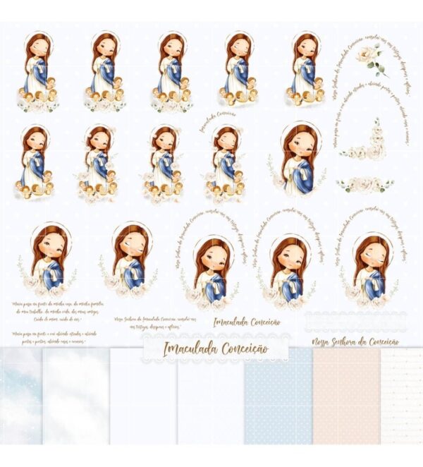Kit Digital Santinhos Imaculada Conceição Virgem Maria Png
