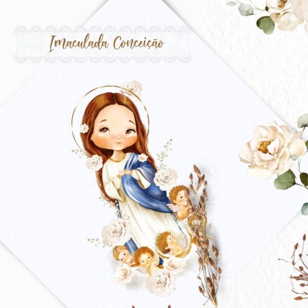 Kit Digital Santinhos Imaculada Conceição Virgem Maria Png