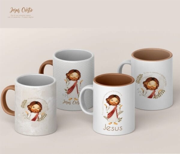 Kit Digital Santinhos Jesus Cristo Ilustrações Personalzados