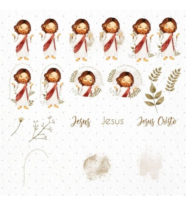 Kit Digital Santinhos Jesus Cristo Ilustrações Personalzados