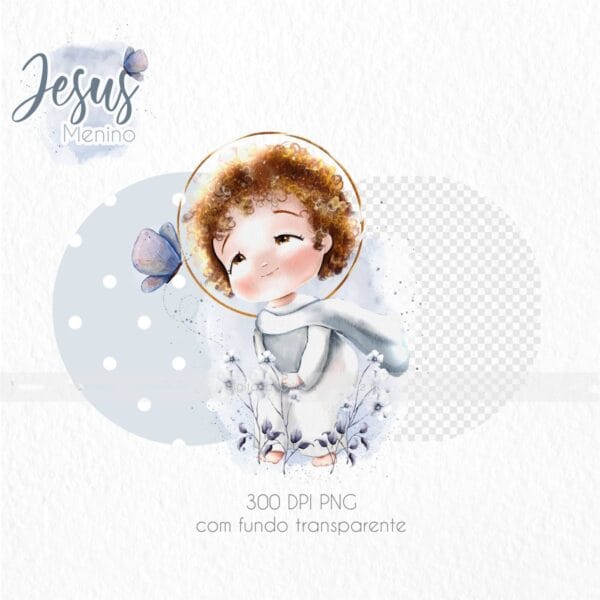 Kit Digital Santinhos Jesus Menino Ilustrações Aquareladas