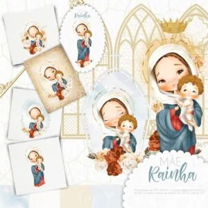 Kit Digital Santinhos Mãe Rainha Maria Nossa Senhora Png