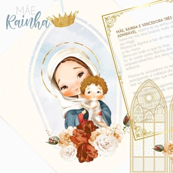 Kit Digital Santinhos Mãe Rainha Maria Nossa Senhora Png