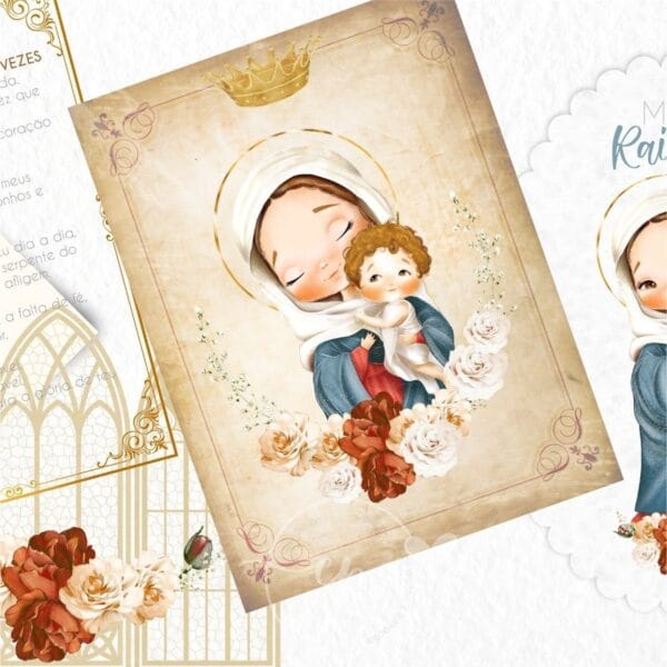 Kit Digital Santinhos Mãe Rainha Maria Nossa Senhora Png