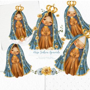Kit Digital Santinhos Nossa Senhora Aparecida Ilustração Png