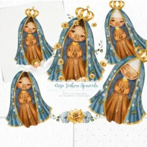 Kit Digital Santinhos Nossa Senhora Aparecida Ilustração Png