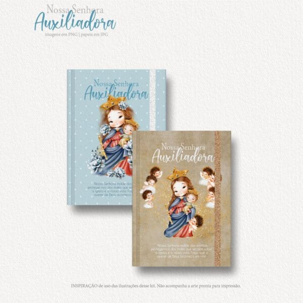 Kit Digital Santinhos Nossa Senhora Auxiliadora Png Aquarela