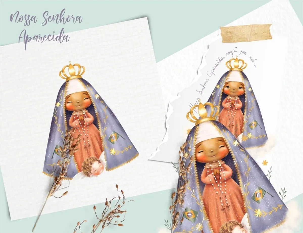 Kit Digital Santinhos Nossa Senhora Da Conceição Aparecida