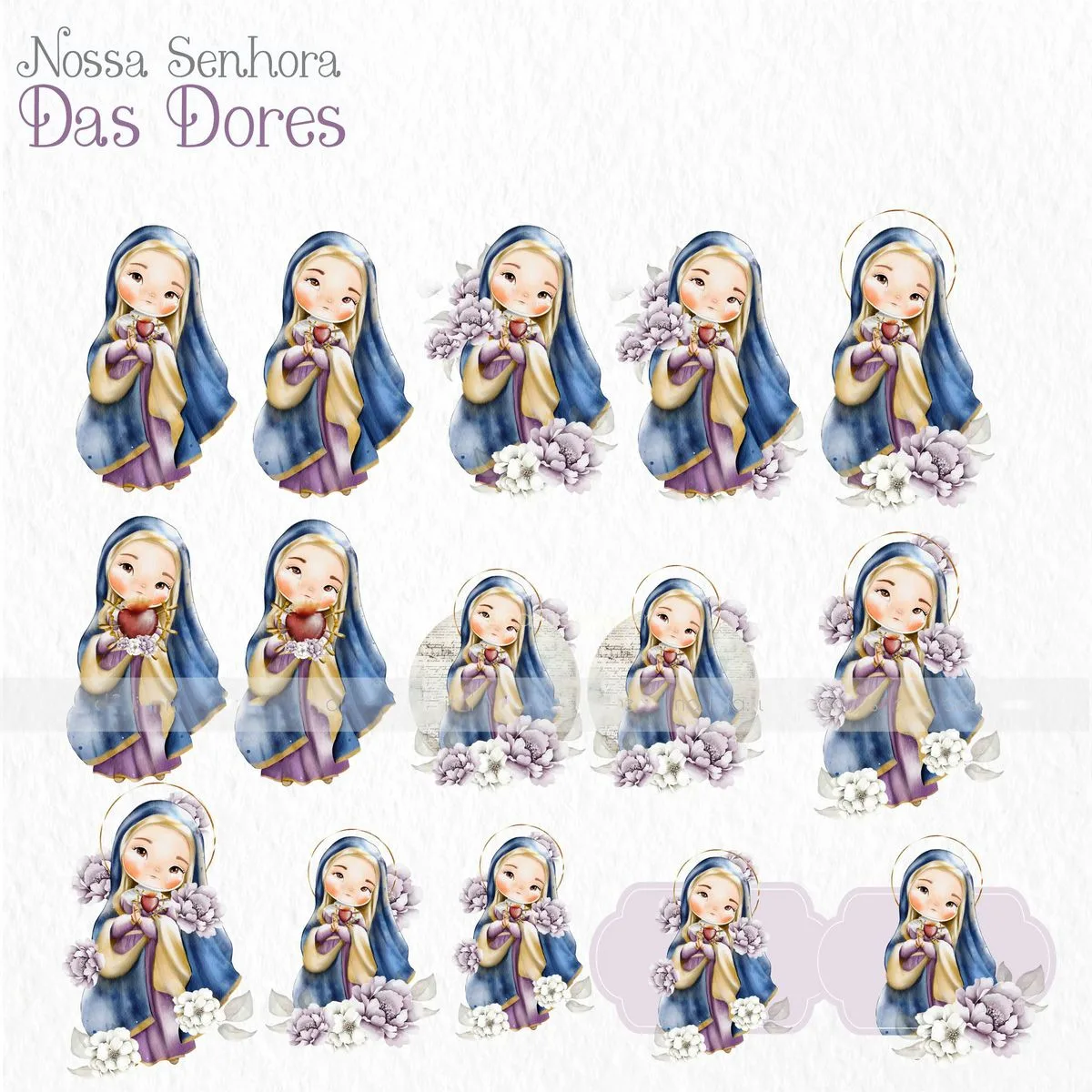 Kit Digital Santinhos Nossa Senhora das Dores Ilustração Png