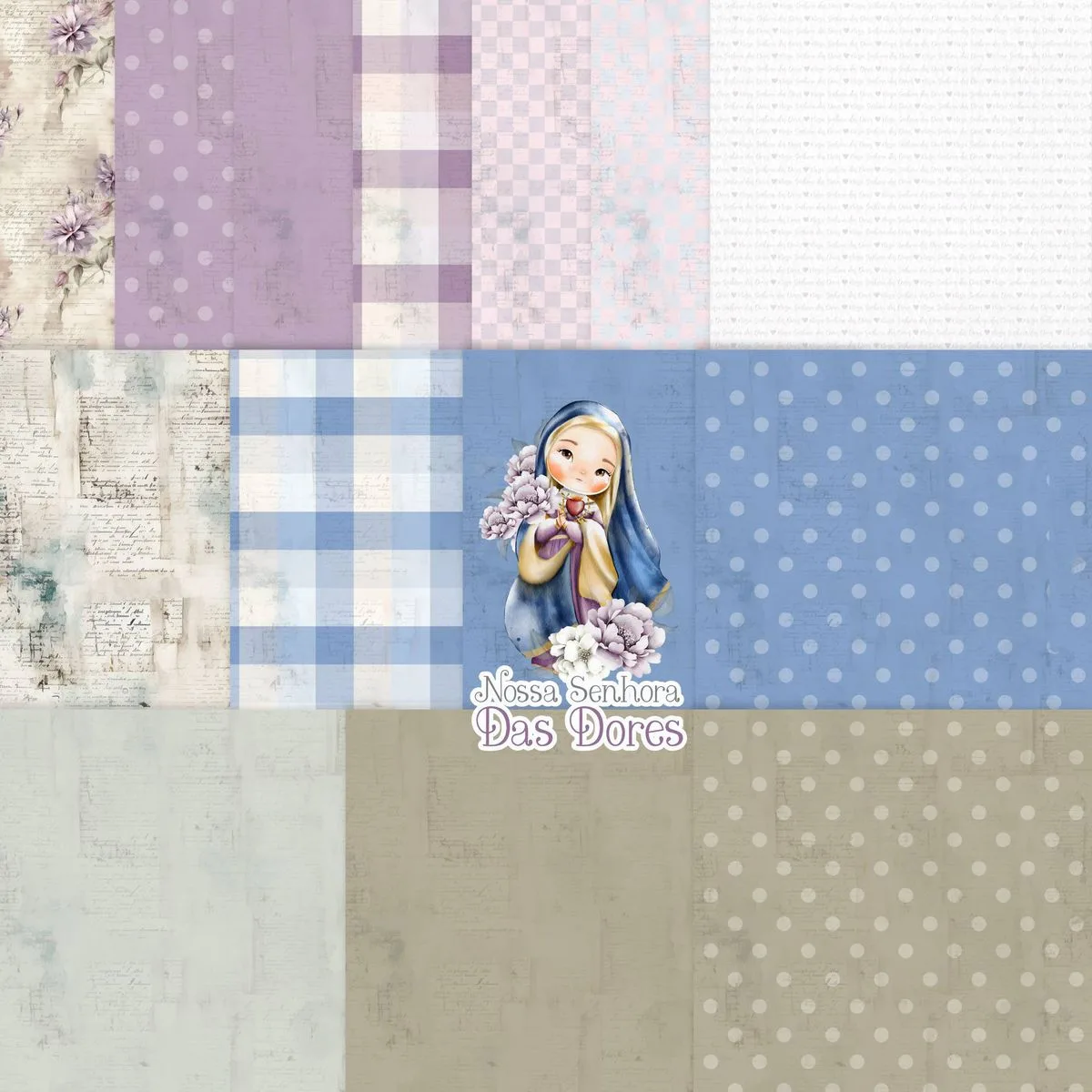 Kit Digital Santinhos Nossa Senhora das Dores Ilustração Png