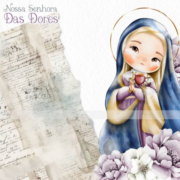 Kit Digital Santinhos Nossa Senhora das Dores Ilustração Png